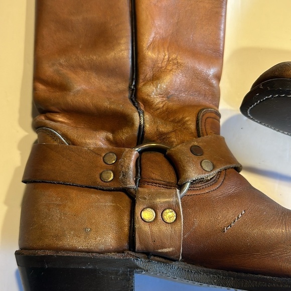 Camel brown heeled leather cowboy western boots with new soles had pull tabs - Picture 11 of 15